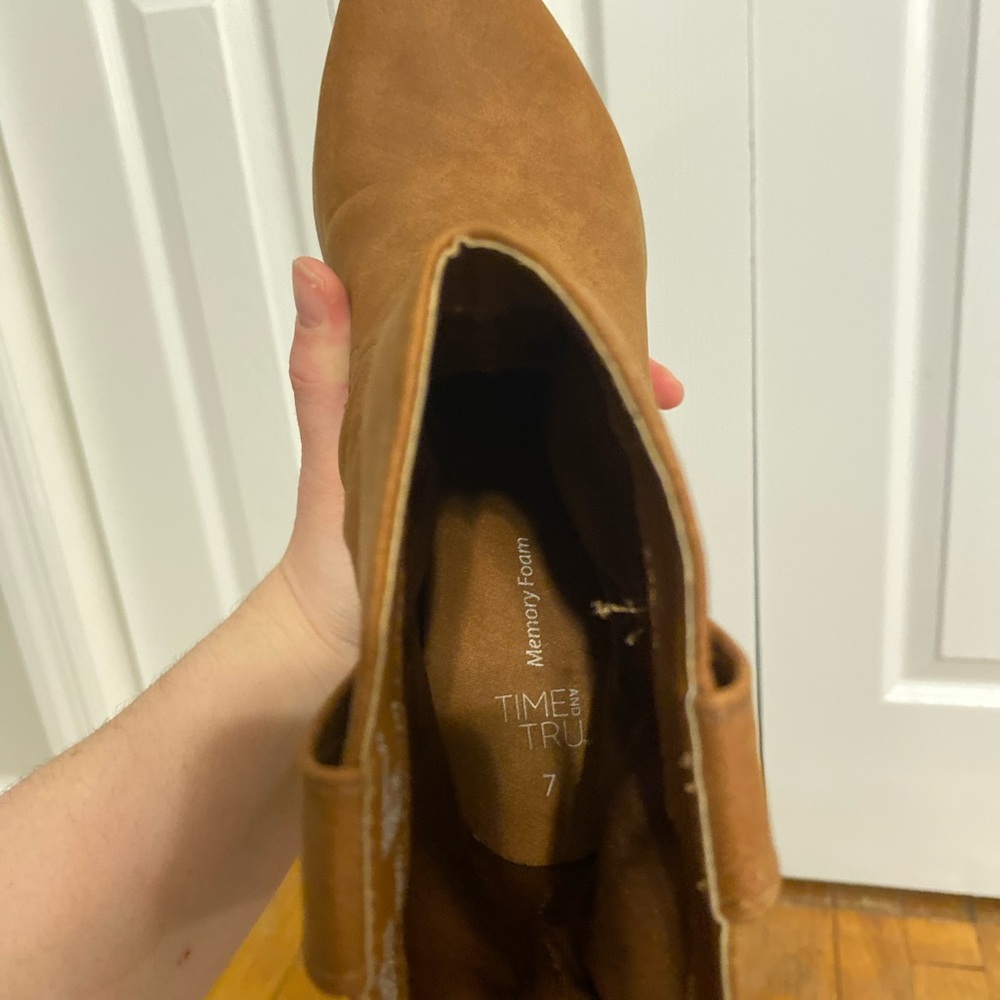 Brown Faux Suede Cowboy bootie - Picture 4 of 7